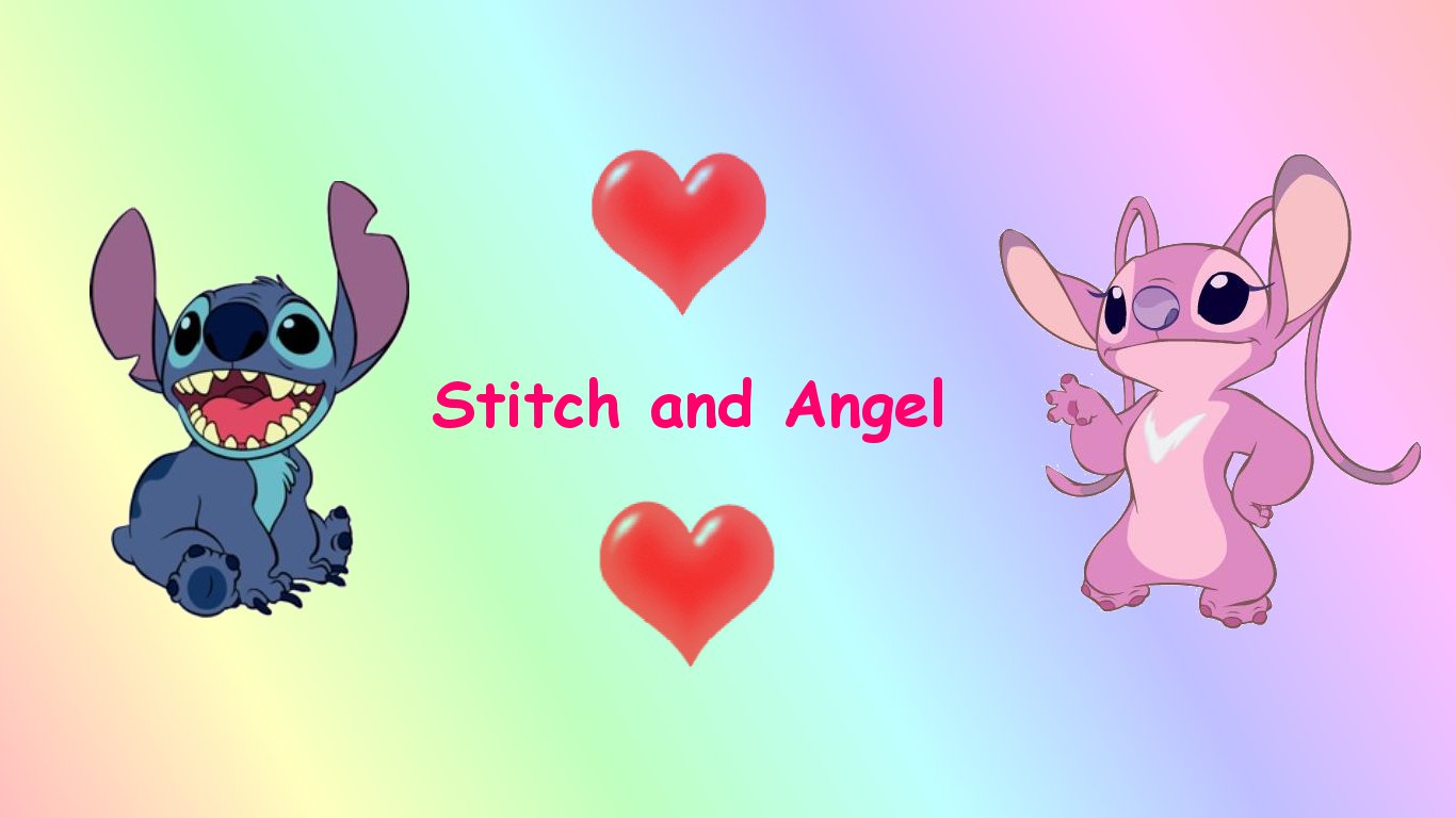 Cute Angel Wallpaper - Cute Stitch And Angel - HD Wallpaper 