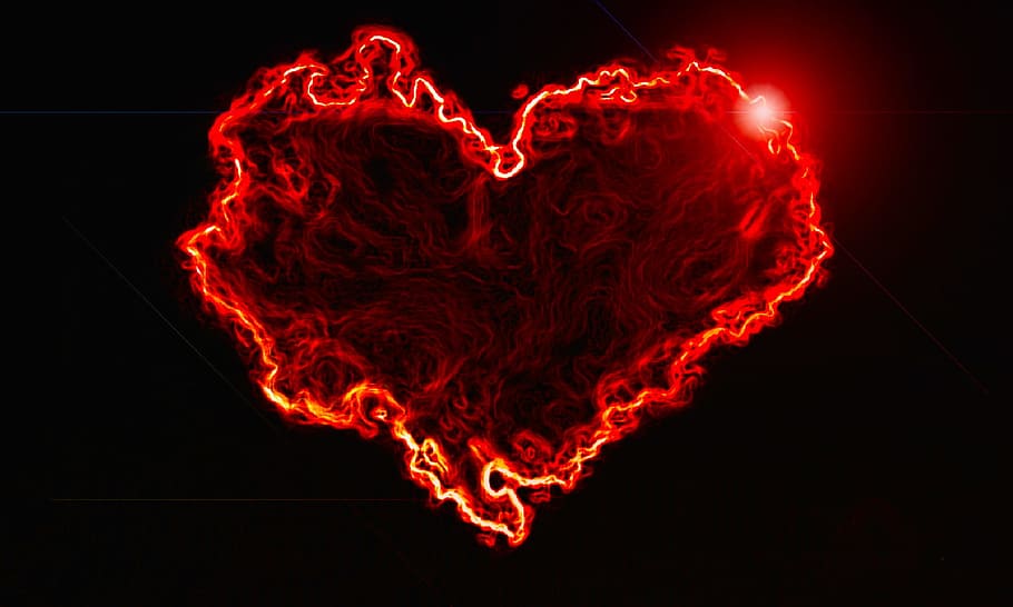 Flare-up, Brand, Form, Flammable, Heart, Romance, Hot, - Red Black Heart Background - HD Wallpaper 