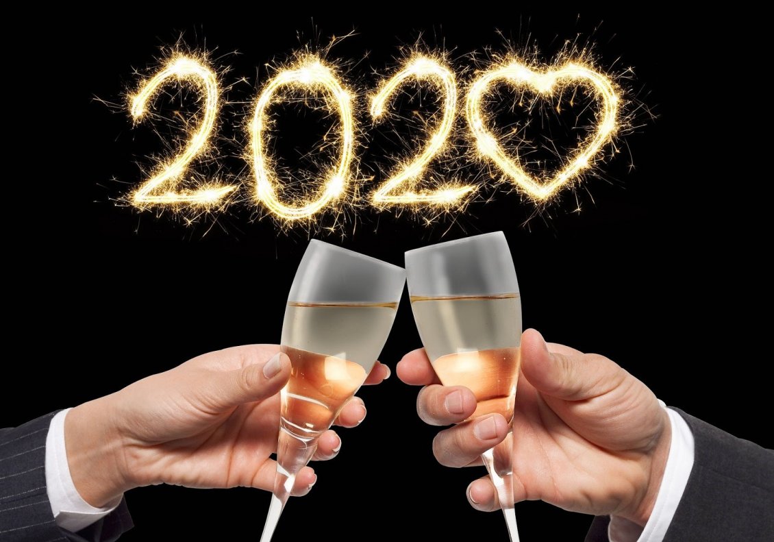 Download Wallpaper Champagne For A New Beginning - Happy New Year 2020 Toast - HD Wallpaper 