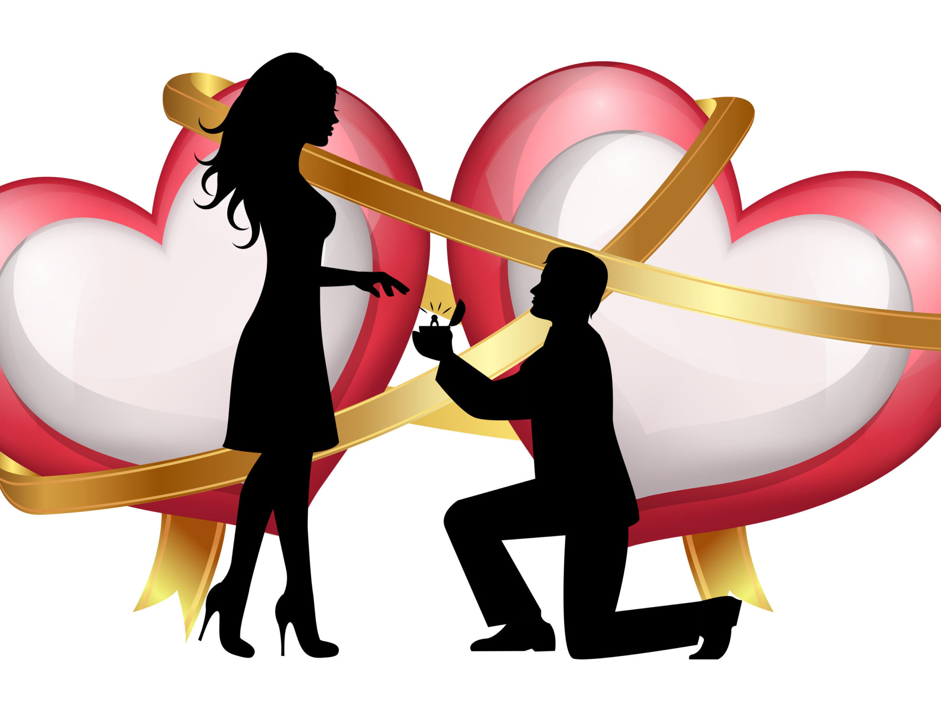 Love Couple Clipart Black And White - HD Wallpaper 