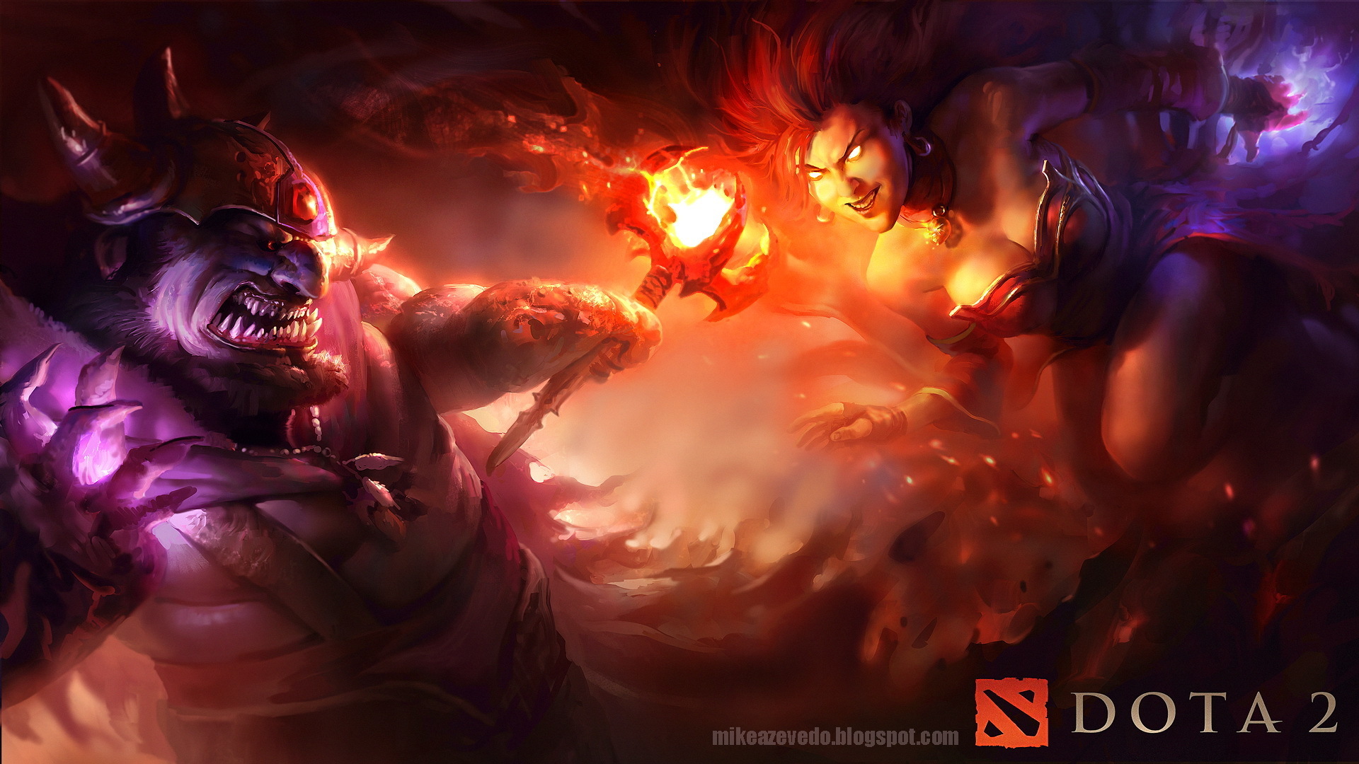 Wallpaper Of Dota 2, Lina Vs Lion Background & Hd Image - Dota 2 Lina Vs Lion - HD Wallpaper 