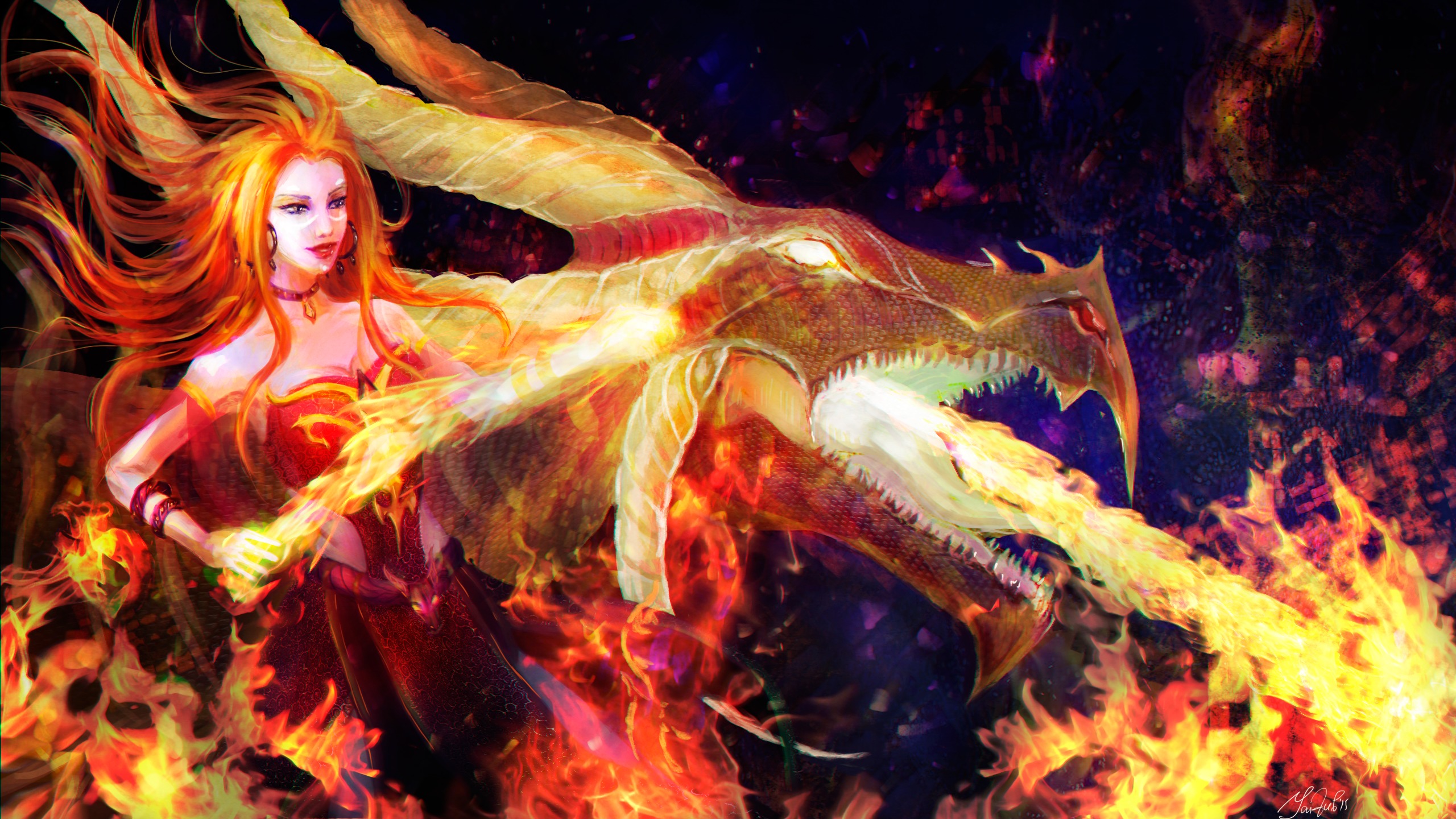 Lina Dota 2 Flame - HD Wallpaper 