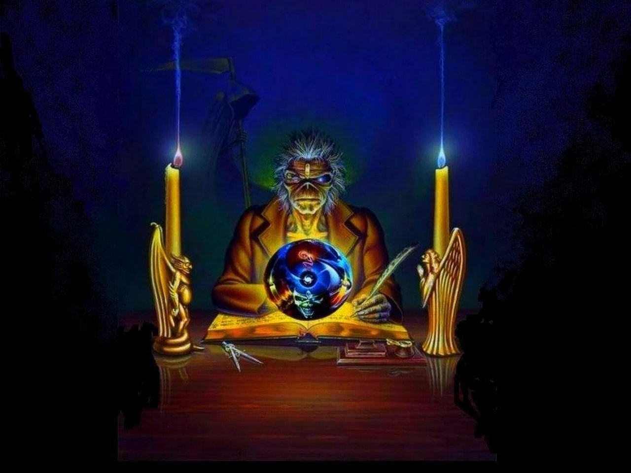 Iron Maiden Computer Wallpapers, Desktop Backgrounds - Iron Maiden Clairvoyant Art - HD Wallpaper 