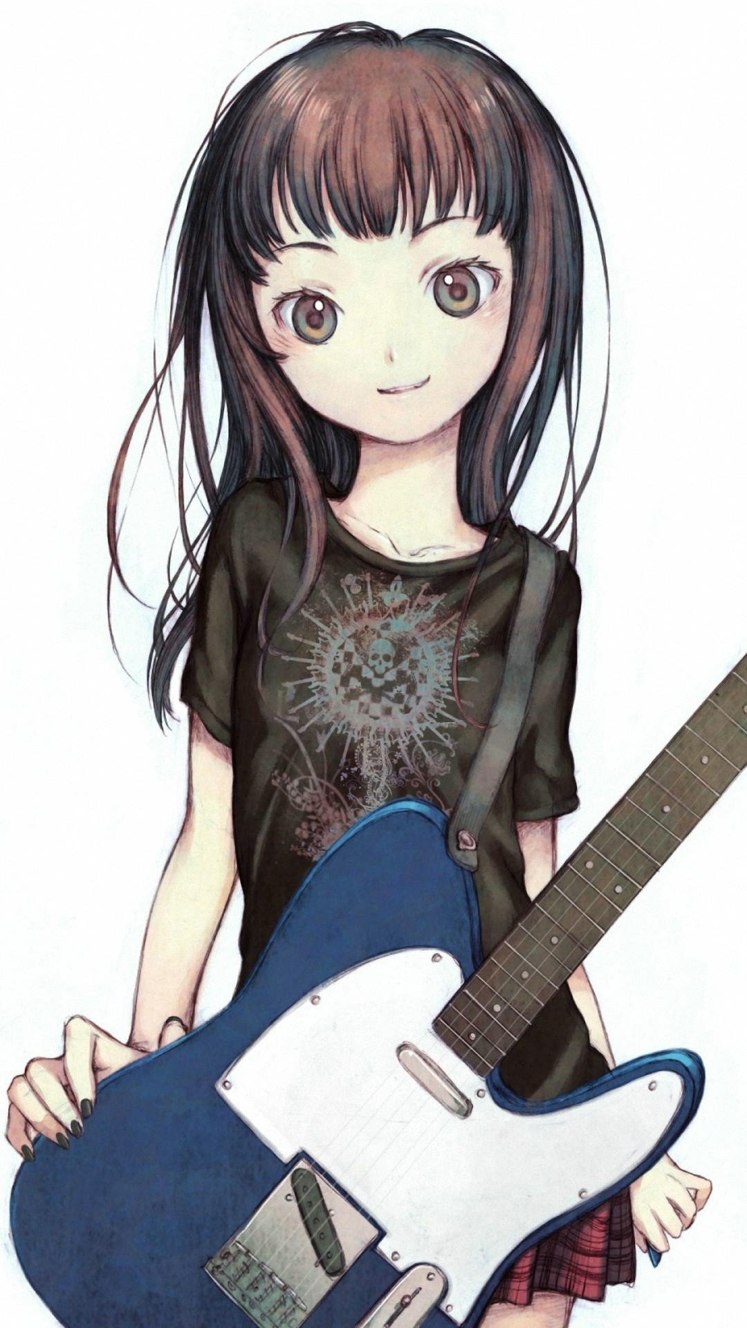 Cute Girl Guitar Iphone 6 Wallpapers Hd - Heavy Metal Anime Girl - HD Wallpaper 