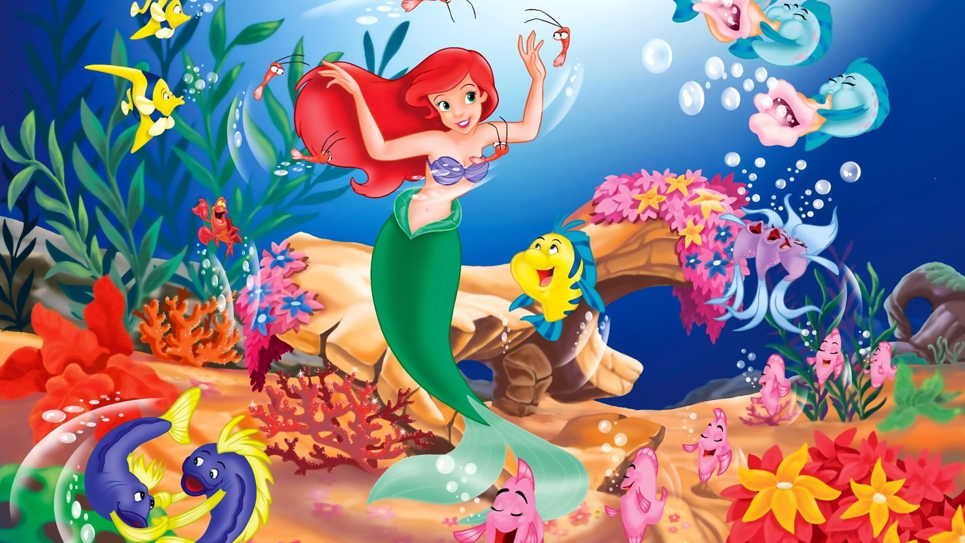 Disney The Little Mermaid Wallpapers - Cartoon Little Mermaid Under The Sea - HD Wallpaper 