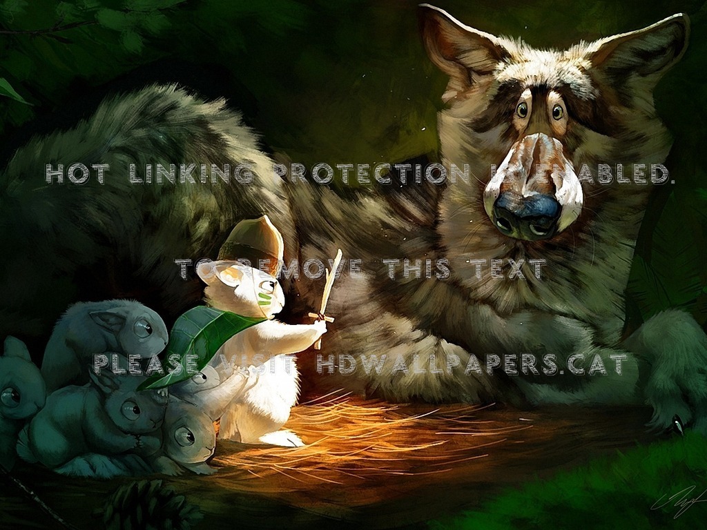 Scared Wolf Rabbit Cartoon Fun Wallpaper - Fantasy Art Wolves - HD Wallpaper 