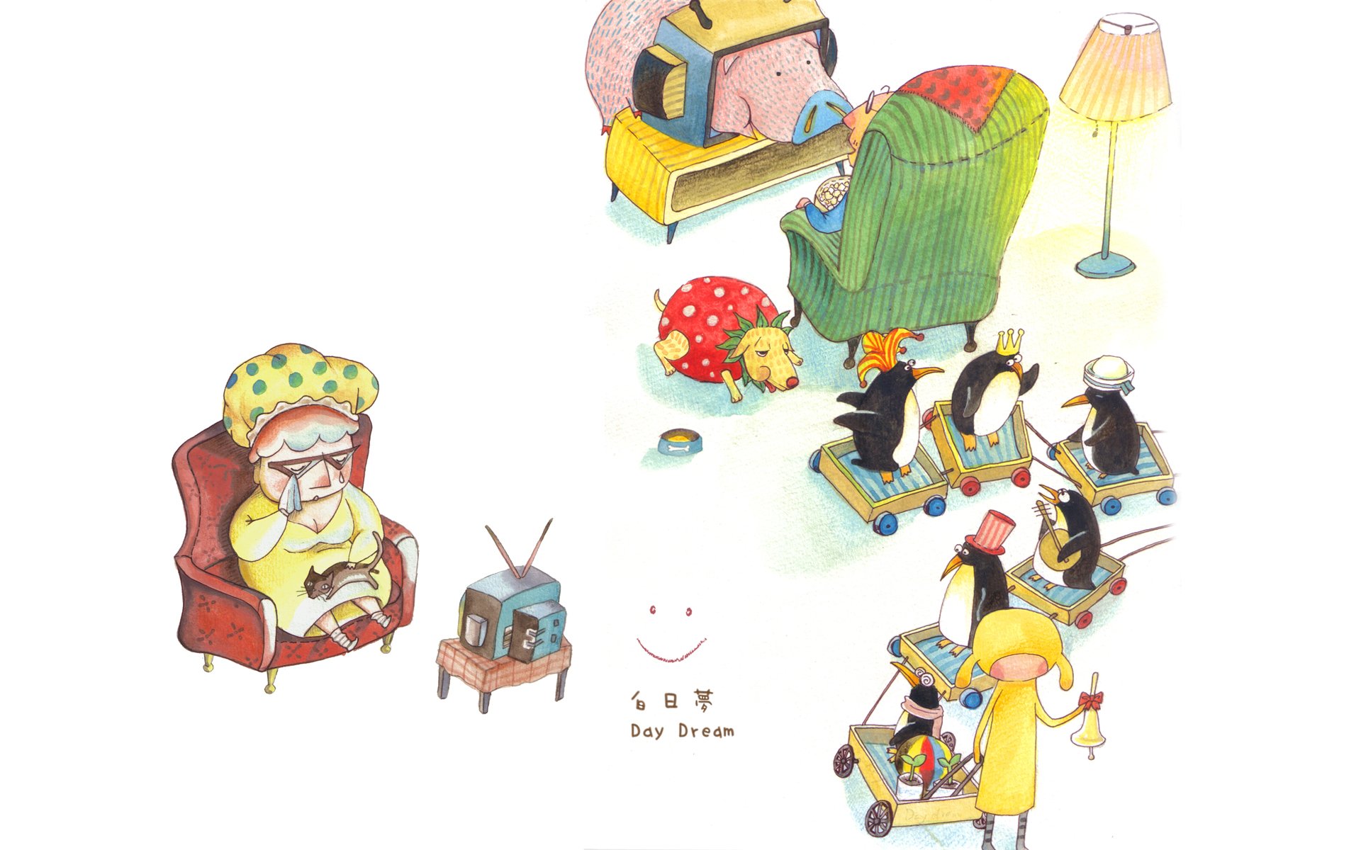 Windows 7 Theme Cartoon Characters Wallpaper - Yun Hsien Huang - HD Wallpaper 