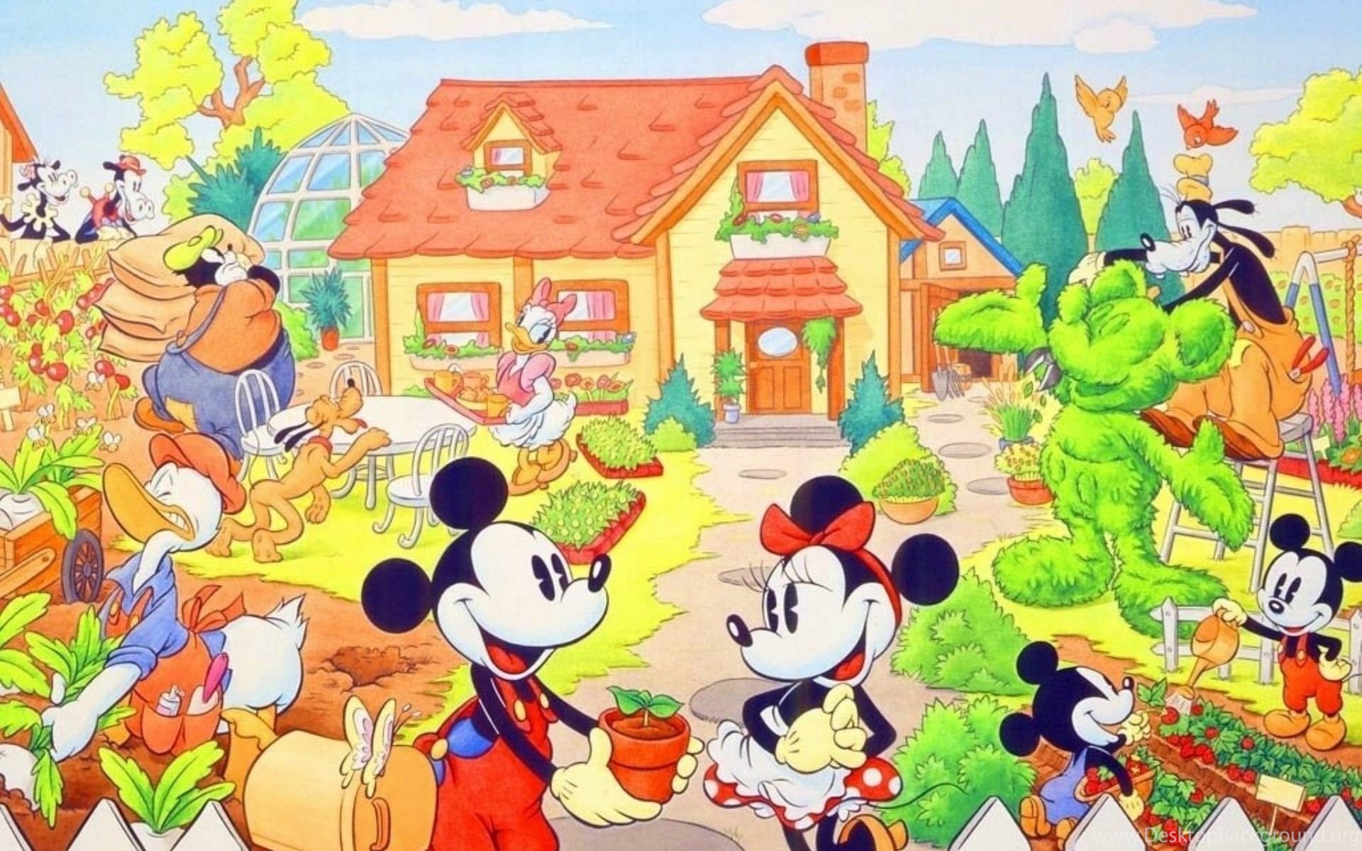 Funny Cartoon Wallpapers Free Download - Mickey Mouse Cartoon Scenery - HD Wallpaper 