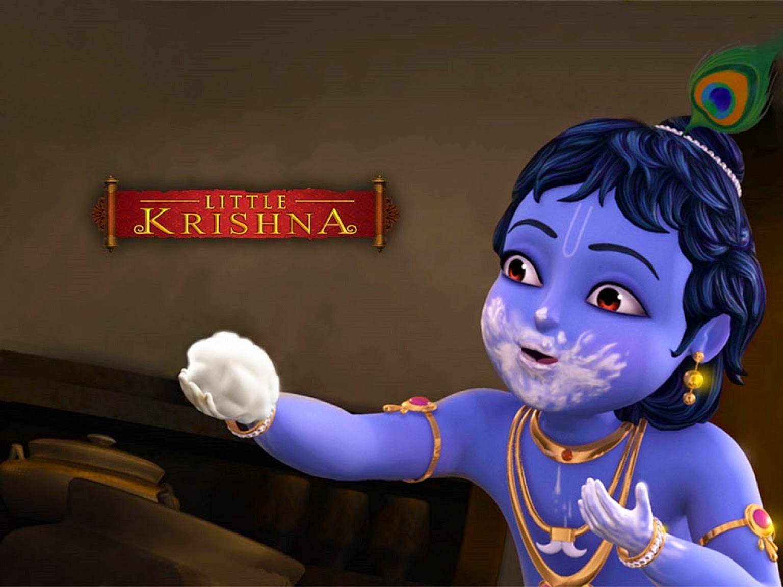 Disney Cartoon Little Krishna Hd Wallpapers - Little Krishna Dahi Handi -  1536x1152 Wallpaper 
