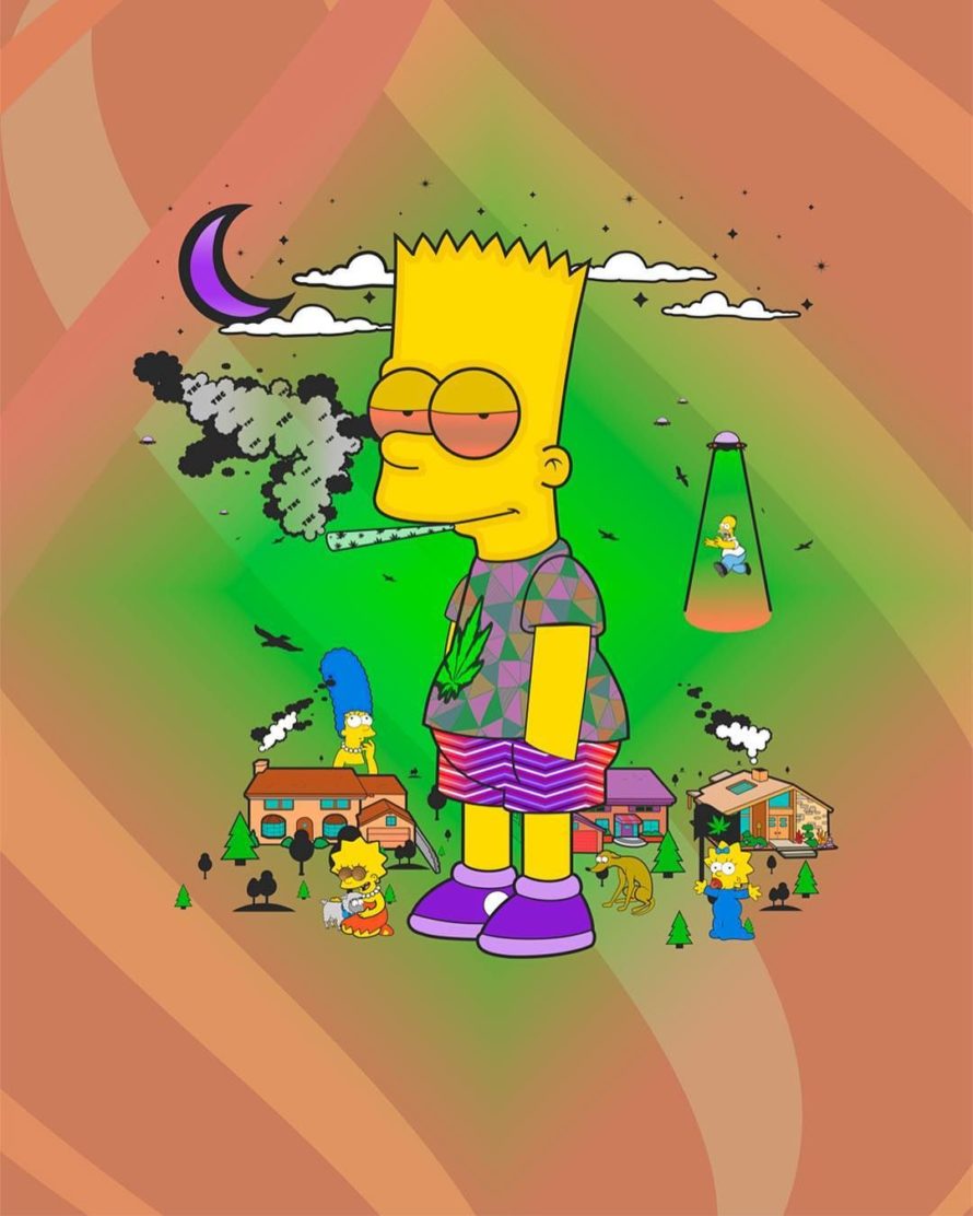DMT LSD Bart Simpson smoking joint weed The Simpsons fridge art magnet 420 