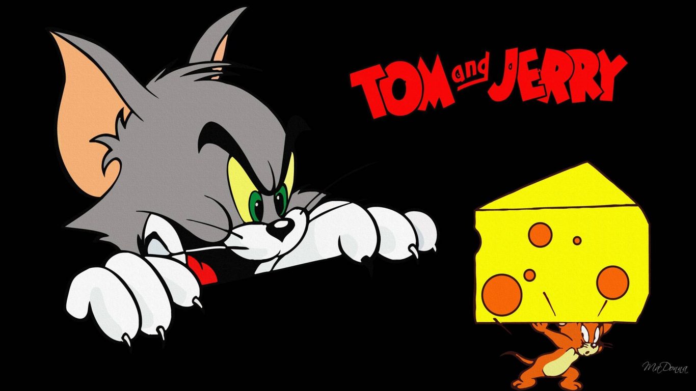 Puss Tom And Mouse Jerry Cartoon Hd Wallpaper For Desktop - Happy New Year  2020 Tom And Jerry - 1366x768 Wallpaper 