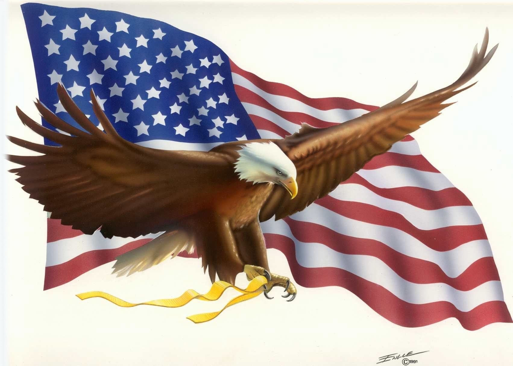 American Flag With Eagle Clipart - HD Wallpaper 