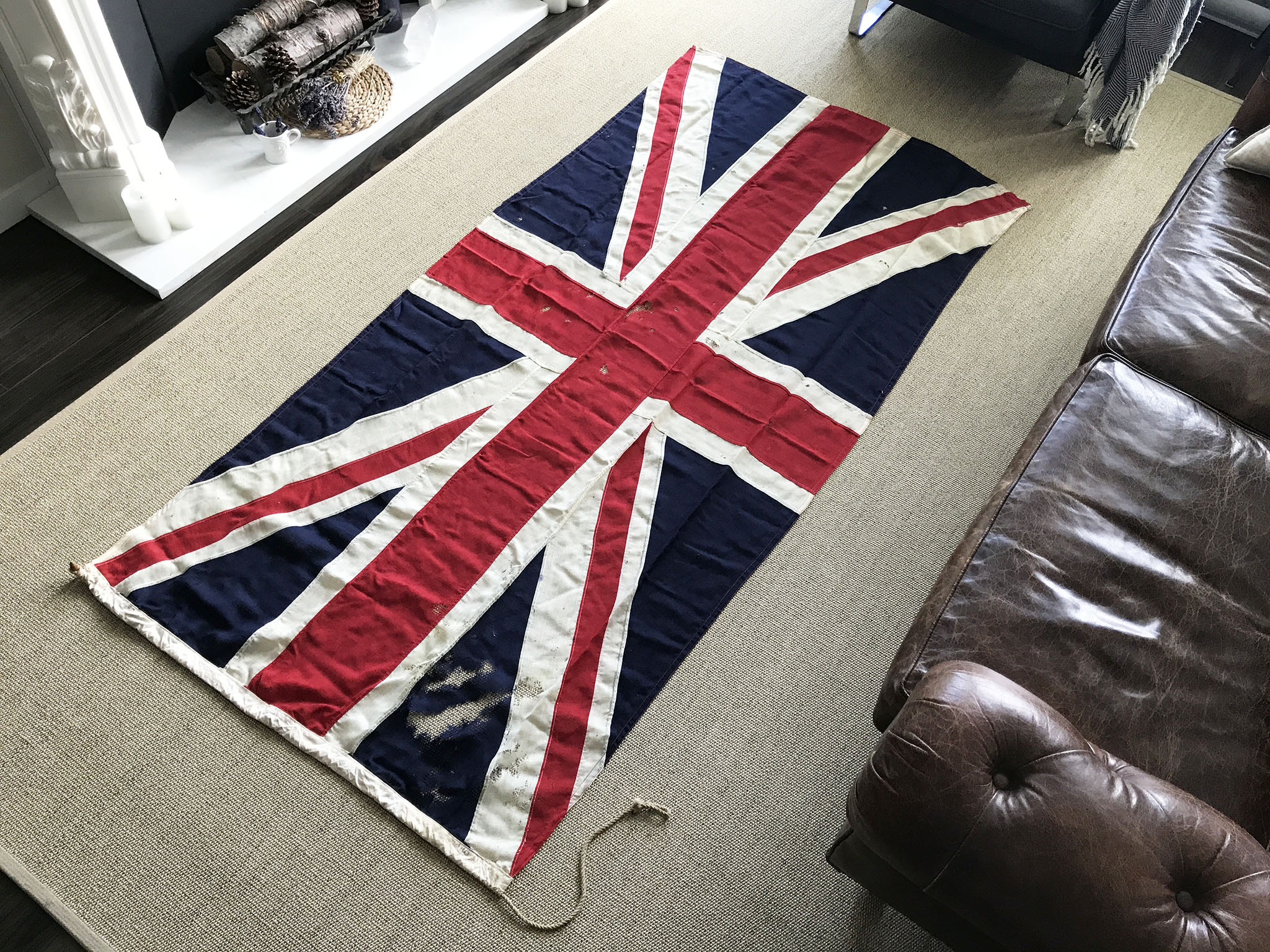 Original Used Wwi Union Jack Flag, Great Aged Linen - Parachute - HD Wallpaper 