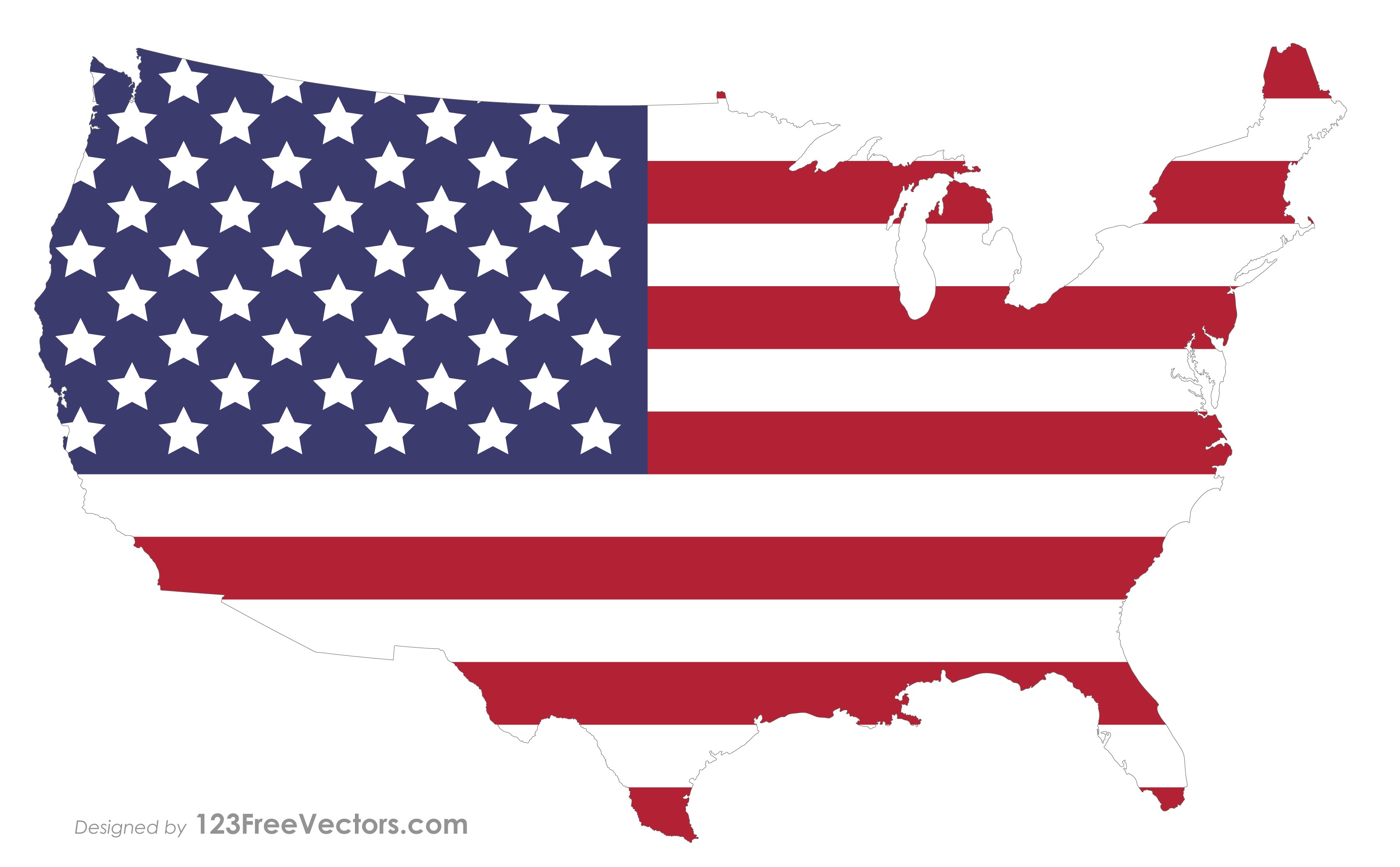 Usa Flag Map Vector Image - Flag Map Of United States - HD Wallpaper 