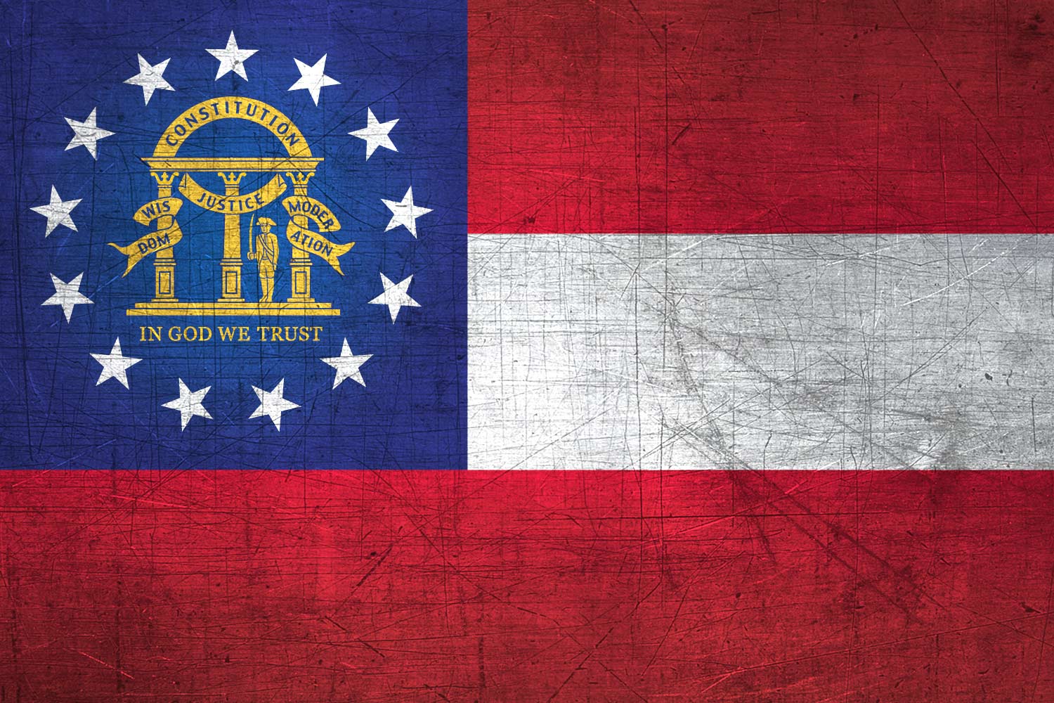 High Resolution Flag Of Georgia Metal Texture - Georgia State Flag - HD Wallpaper 