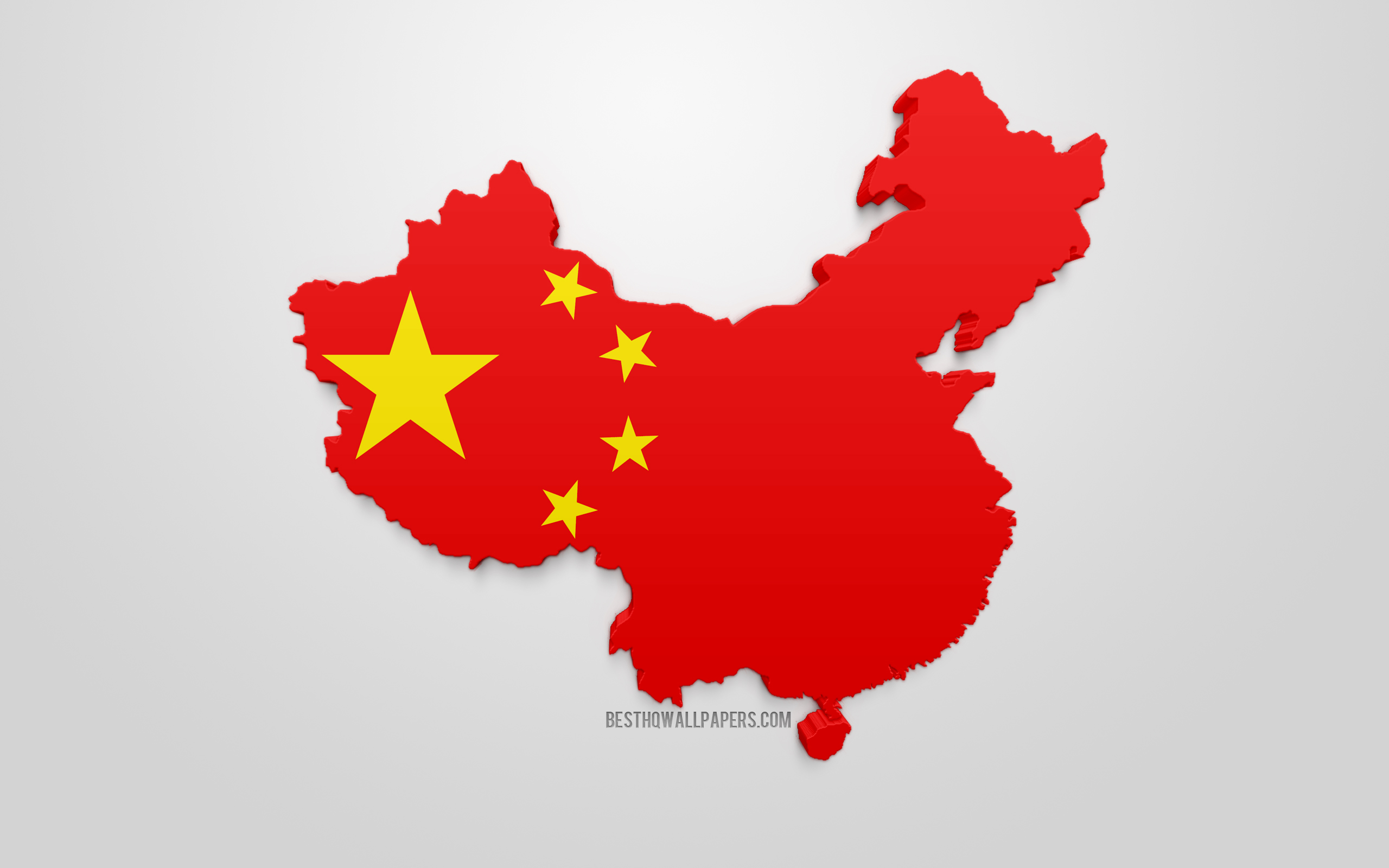 3d Flag Of China, Map Silhouette Of China, 3d Art, - China Flag Map Png Transparent - HD Wallpaper 
