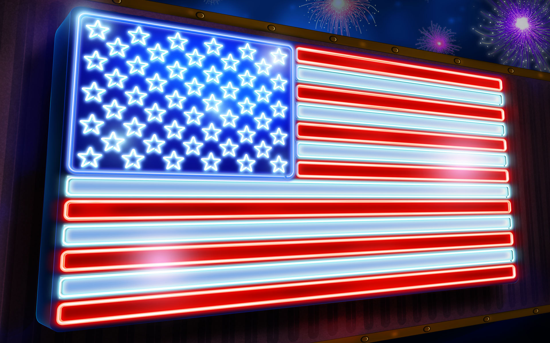 Usa Wallpapers For Pc, Hvga - American Flag Neon Lights - HD Wallpaper 