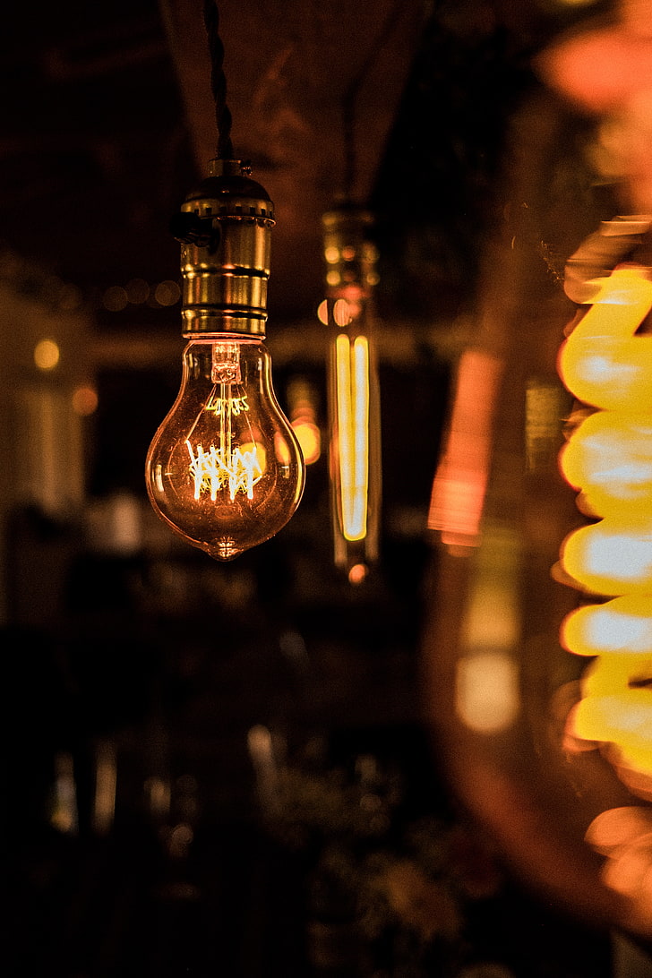 Grey Light Bulb, Lamp, Lighting, Electricity, Illuminated, - Hanging Light Bulb Wallpaper Iphone - HD Wallpaper 
