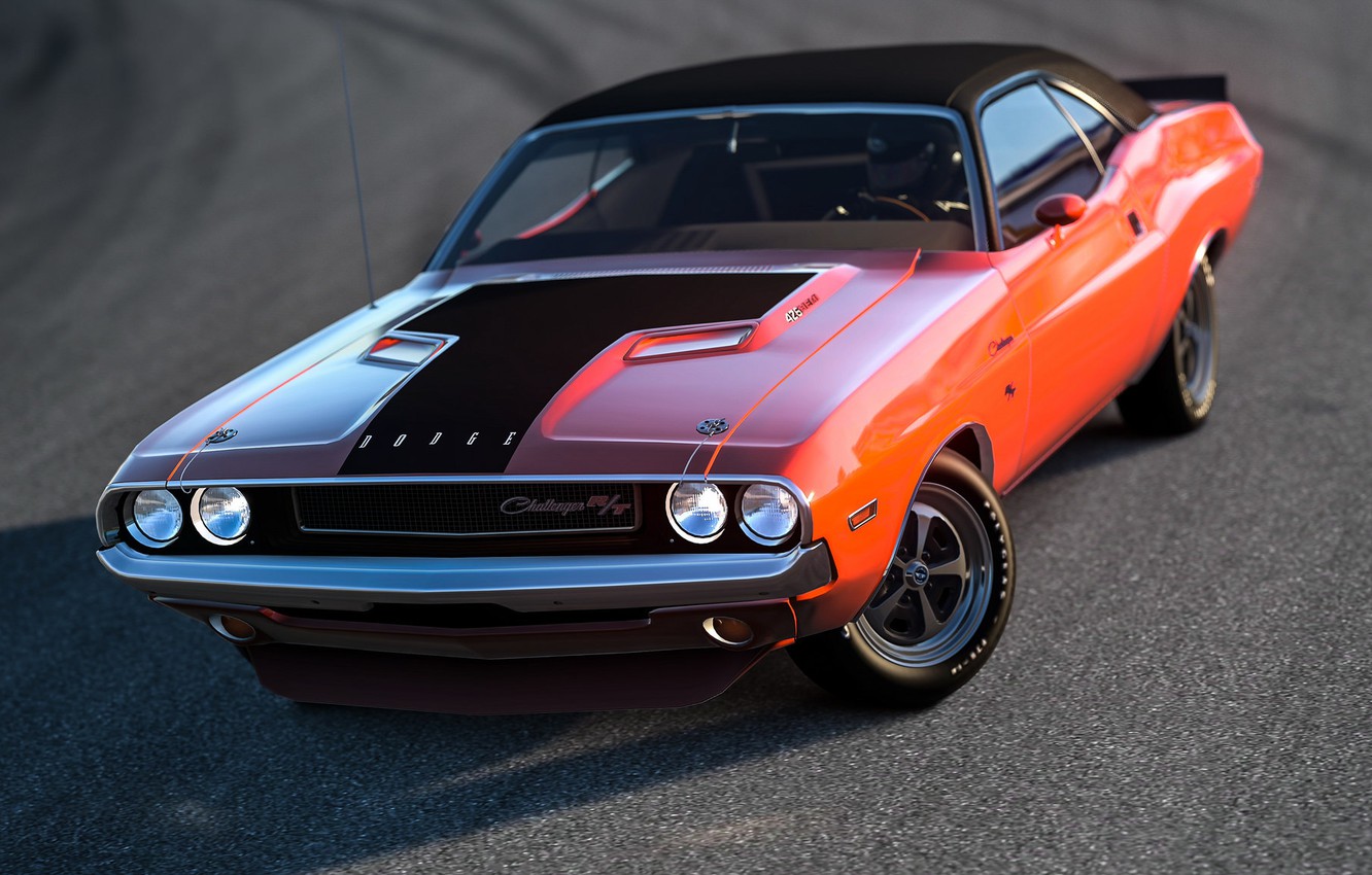Photo Wallpaper Rendering, Background, Dodge, Challenger, - Muscle Car Background - HD Wallpaper 