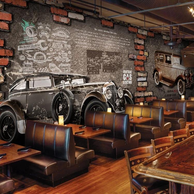 Classic Garage Retro Car 3d Brick Wall Art - HD Wallpaper 