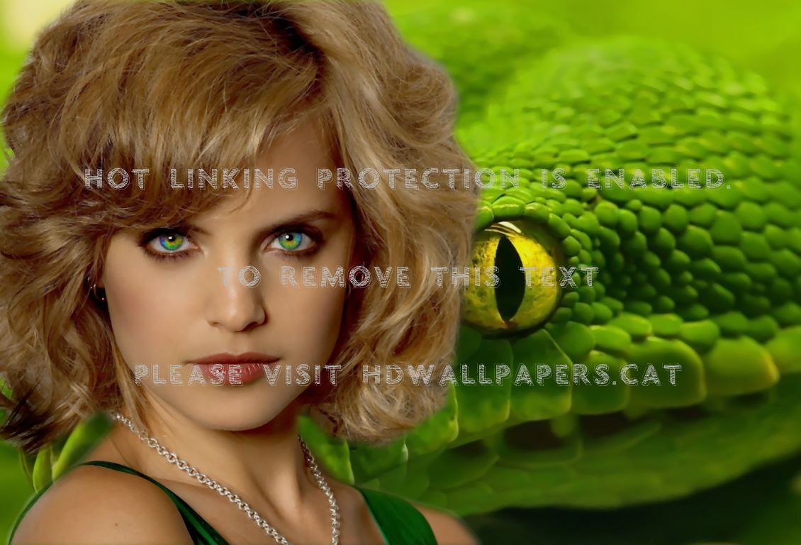 Emerald Girl Fantasy Snake Boa Yellow Black - Full Screen Hd Snake - HD Wallpaper 