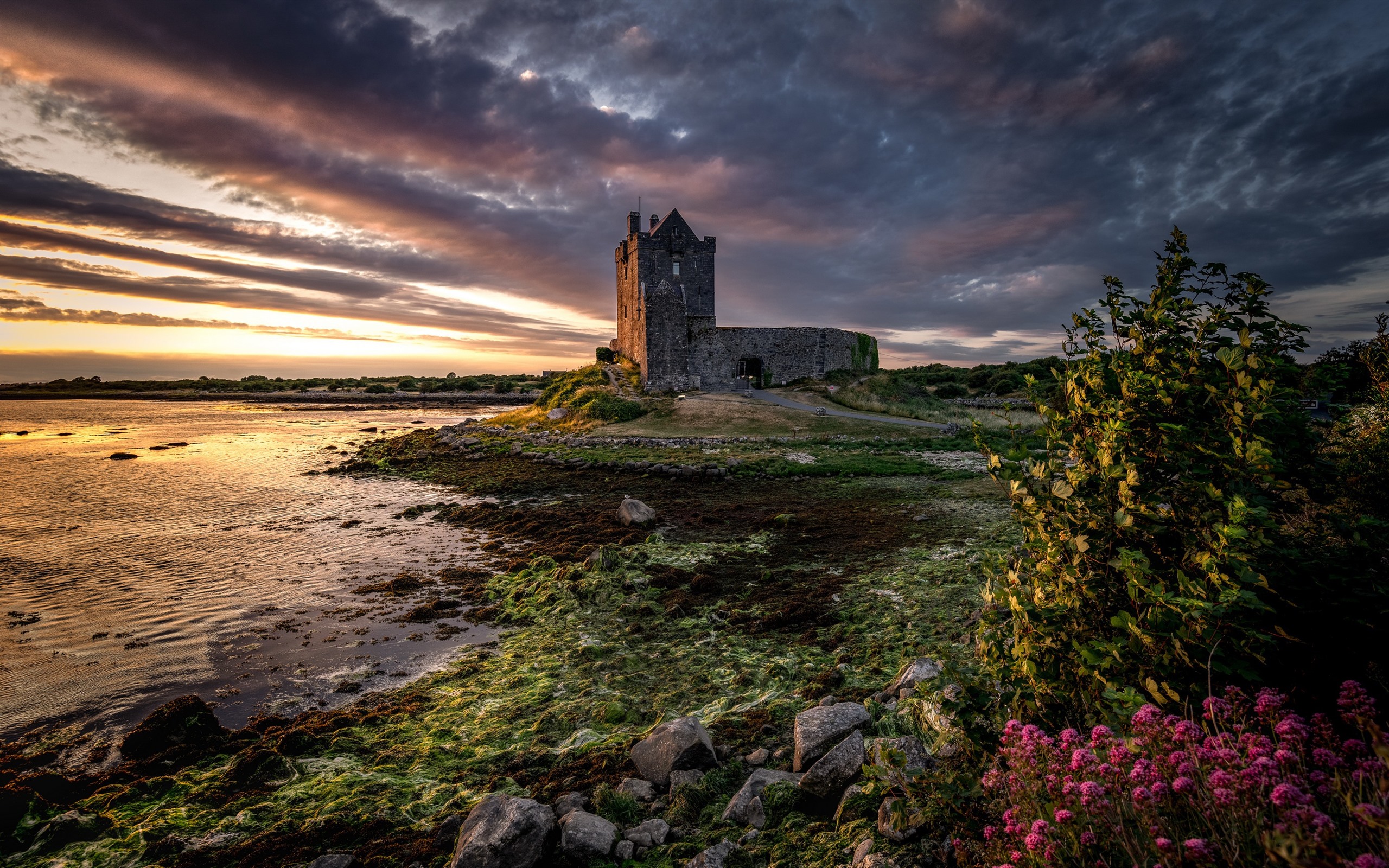 Wallpaper Ireland, Galway, Castle, Clouds, River, Dusk - Irlanda Fondos De Pantalla - HD Wallpaper 
