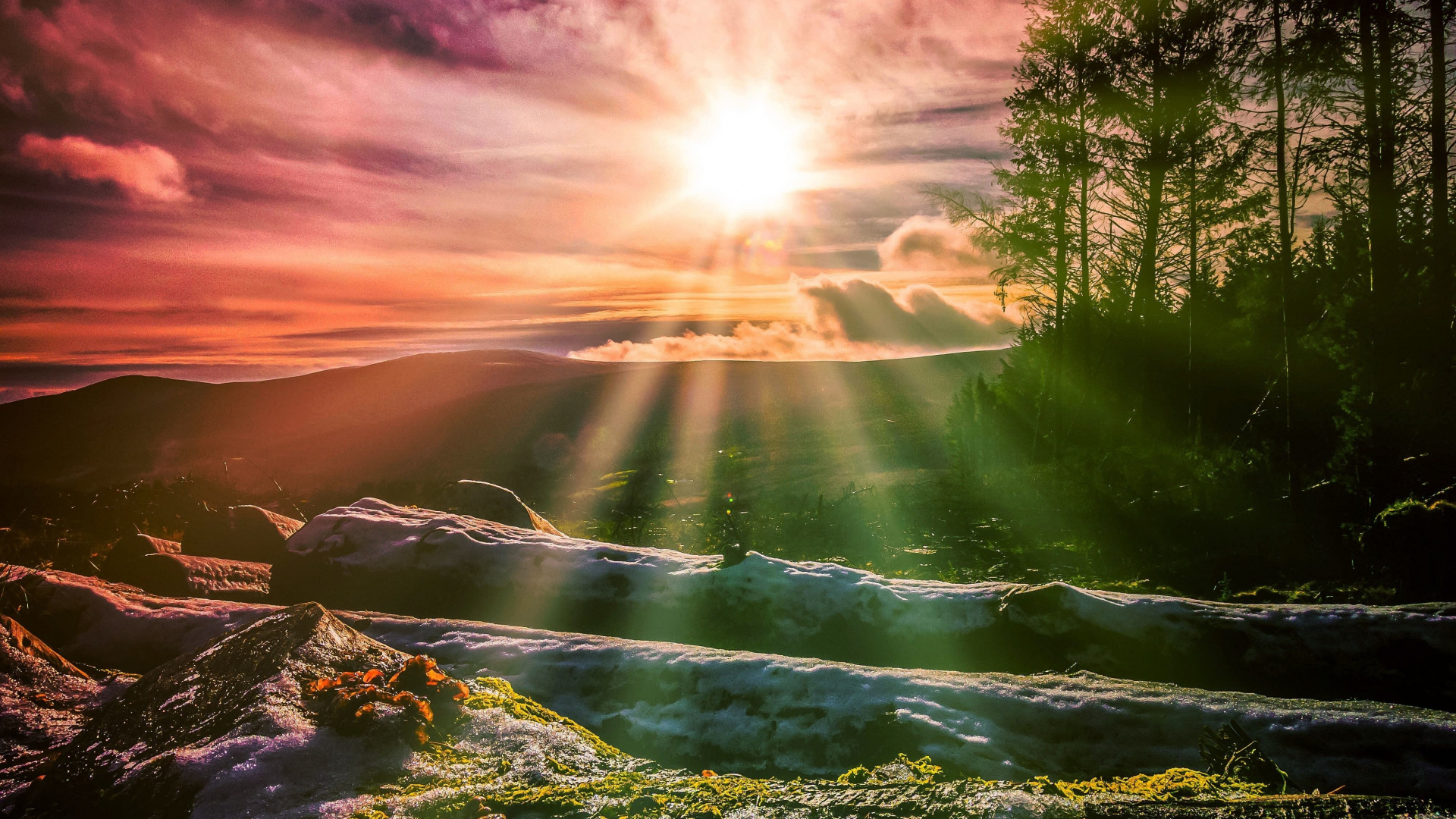 Sunrise, Sunbeams, Wicklow, Mountains, Ireland, Wallpaper - Sunrise Over Horizon - HD Wallpaper 