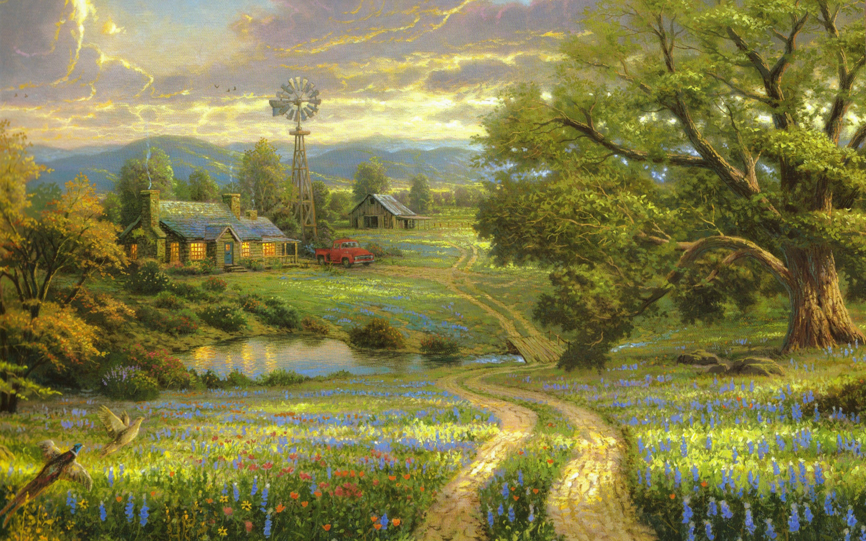 Thomas Kinkade Country Paintings - HD Wallpaper 