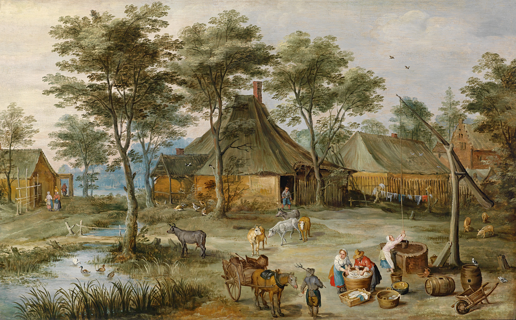 Auction Week Of Many Faces - Village Scene By The Well - HD Wallpaper 
