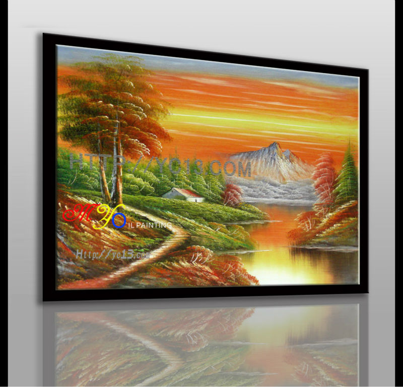 Natural Oil Painting Village Scenery - HD Wallpaper 