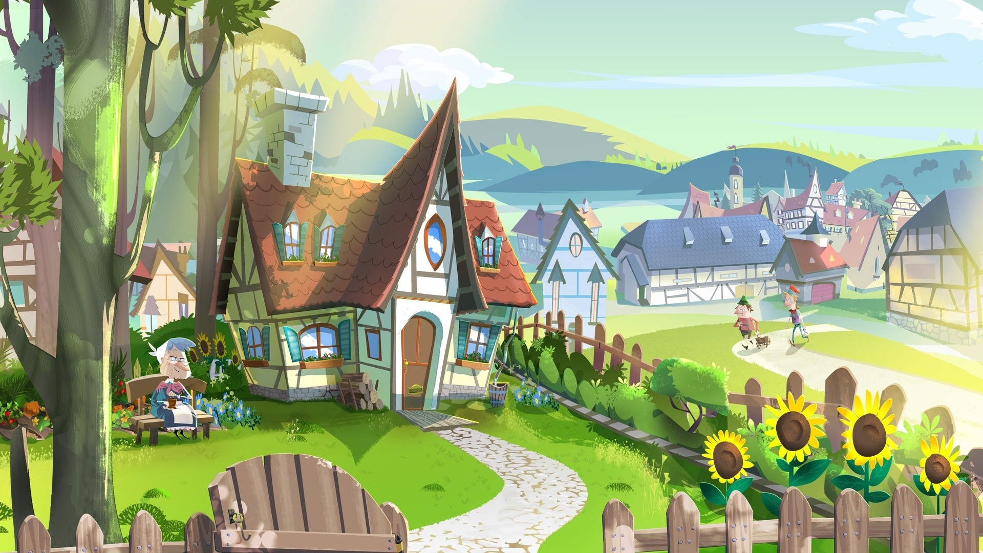 Village Wallpaper - Fairy Tale Village Background - HD Wallpaper 