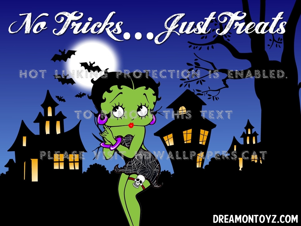 Betty Boop Moon Halloween Bat Entertainment - Halloween Ghosts And Goblins - HD Wallpaper 