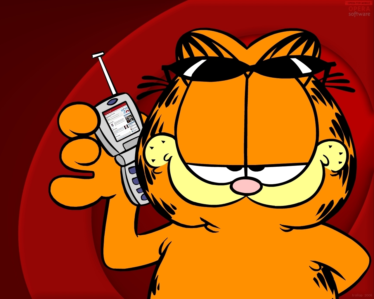 Garfield On The Phone - HD Wallpaper 