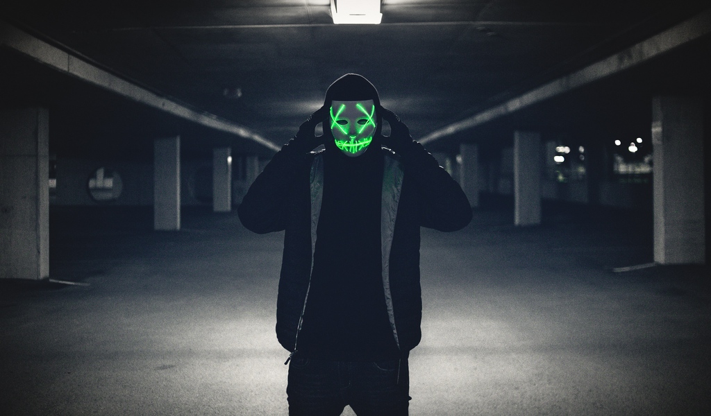 Wallpaper Man, Mask, Hood, Anonymous, Glow - Mask Images Hd Download - HD Wallpaper 