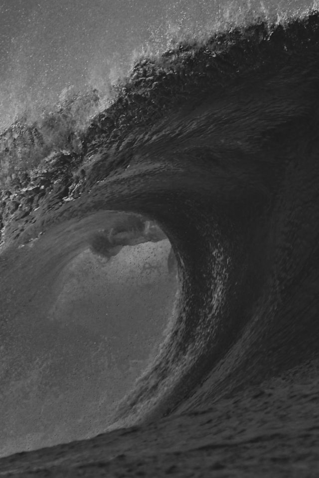 Wave Surf Ocean Sea Bw Beach Art Nature Iphone Wallpaper - Sea - HD Wallpaper 