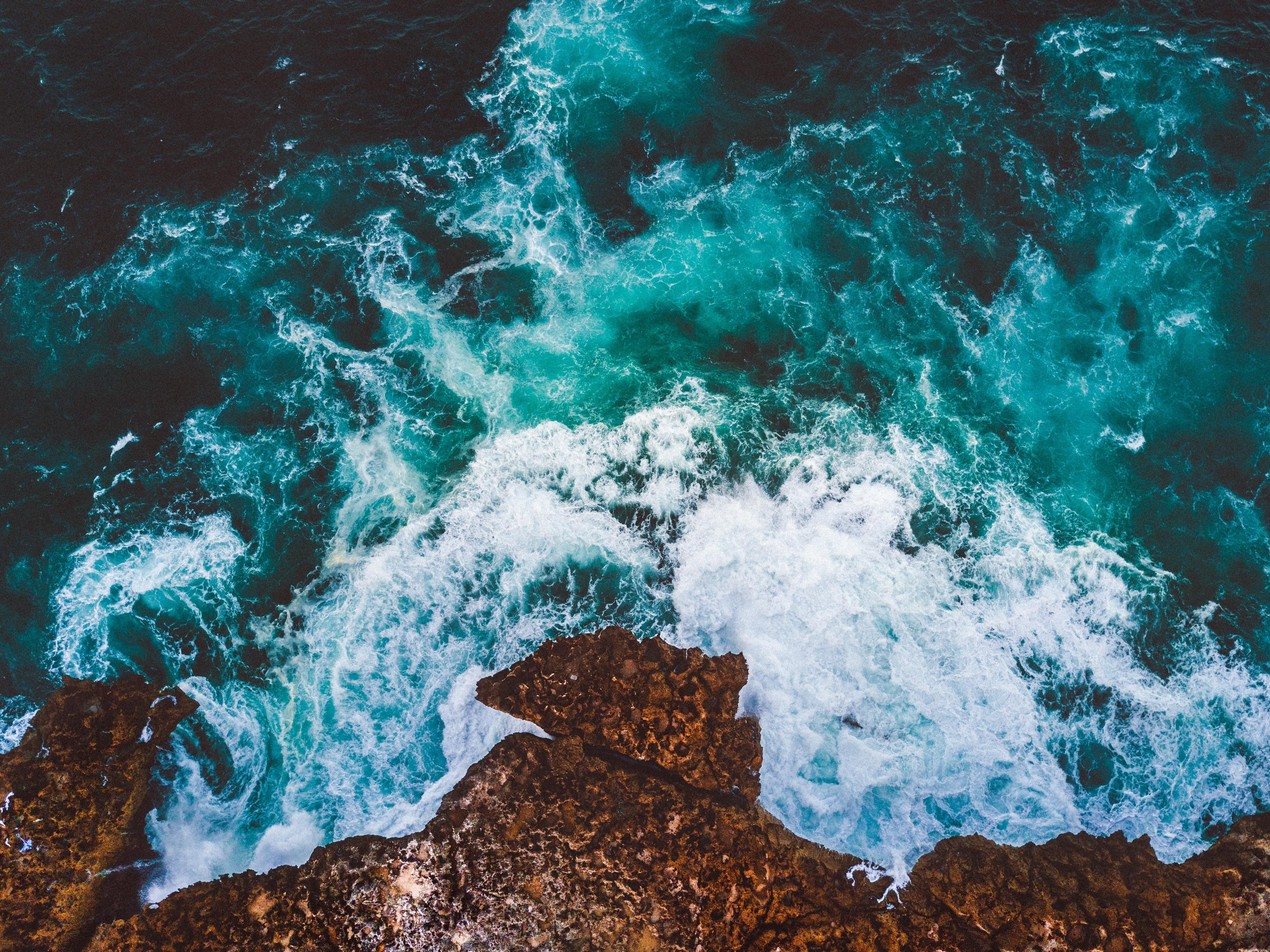 Sea, Surf, Foam, Rocks - Ocean Pictures From Above - HD Wallpaper 