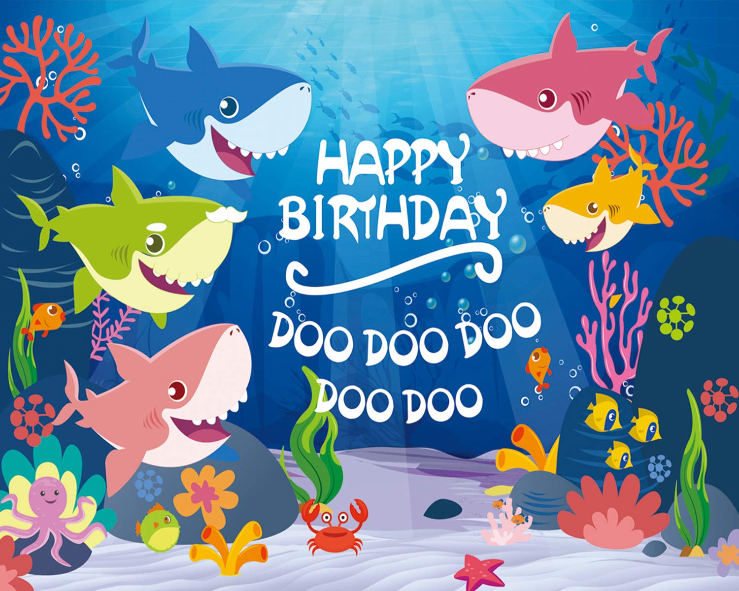 Baby Shark Birthday Decorations Cute Shark Backdrop - Baby Shark Happy Birthday Doo Doo Doo - HD Wallpaper 