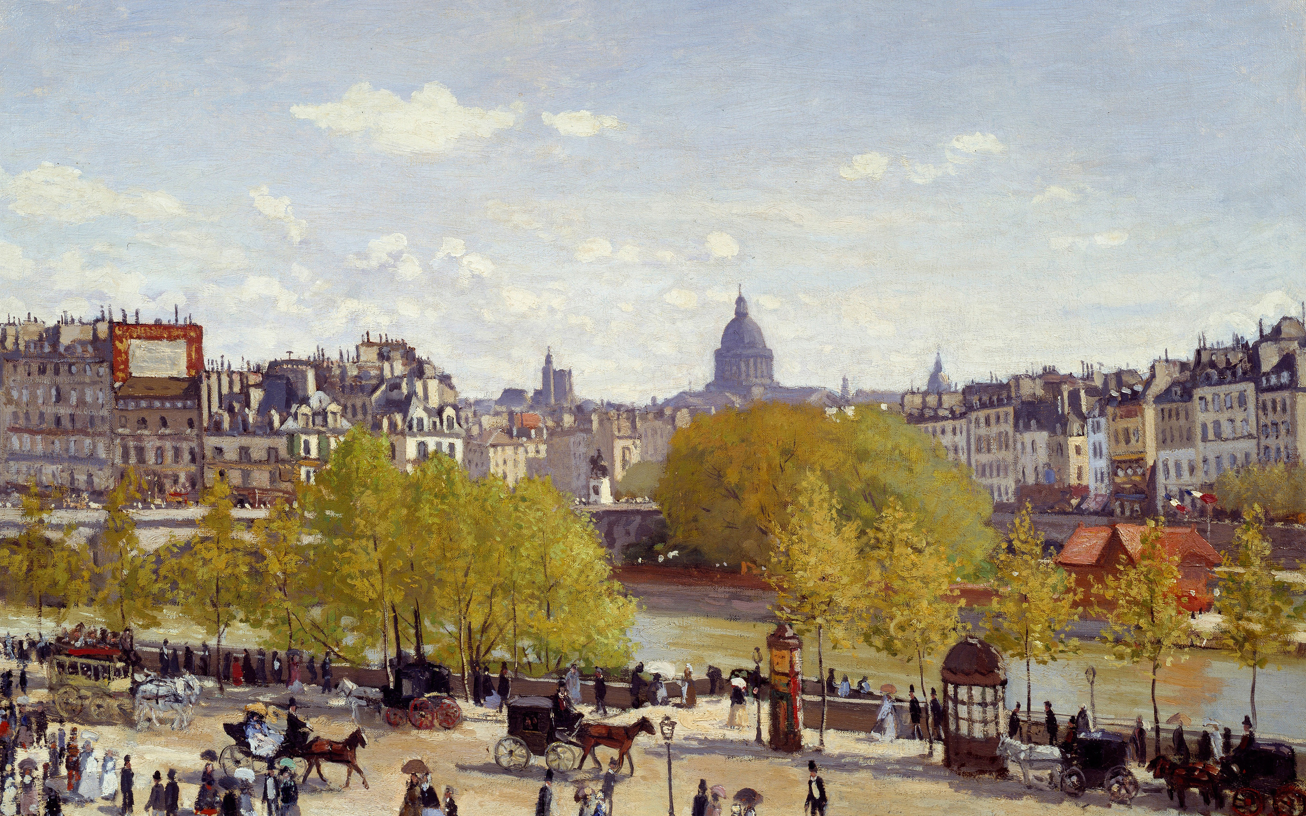 Oil Painting, Art, Claude Monet, Claude Monet, Quai - Quai Du Louvre 1867 By Claude Monet - HD Wallpaper 