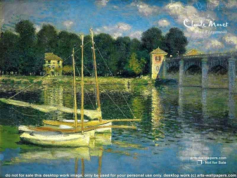 Monet Wallpaper Wallpaper Poster Paintings Wallpapers - Monet The Bridge At Argenteuil 1874 - HD Wallpaper 