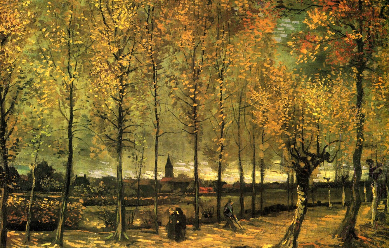 Photo Wallpaper Autumn, Trees, Nun, Vincent Van Gogh, - Vincent Van Gogh 1885 - HD Wallpaper 