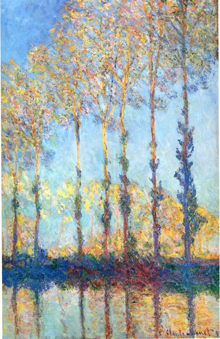 A Row Of Poplars - Monet Poplars On The Banks Of Epte - HD Wallpaper 
