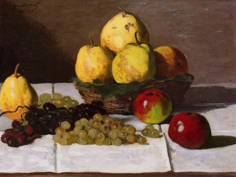 Still Life Pears And Grapes Claude Monet - Claude Monet Still Life With Pears And Grapes - HD Wallpaper 