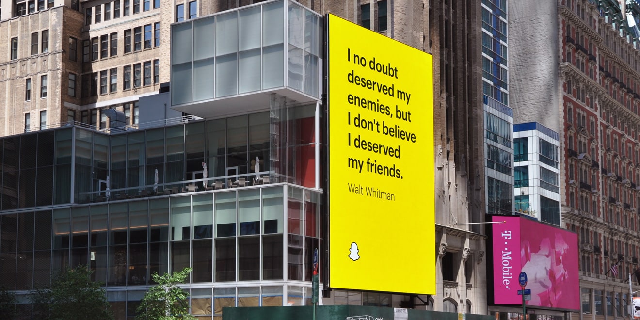 Snapchat Ooh Campaign Ad Featuring Walt Whitman - Snapchat Real Friends Campaign - HD Wallpaper 