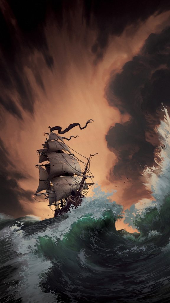 Ship In Storm - HD Wallpaper 