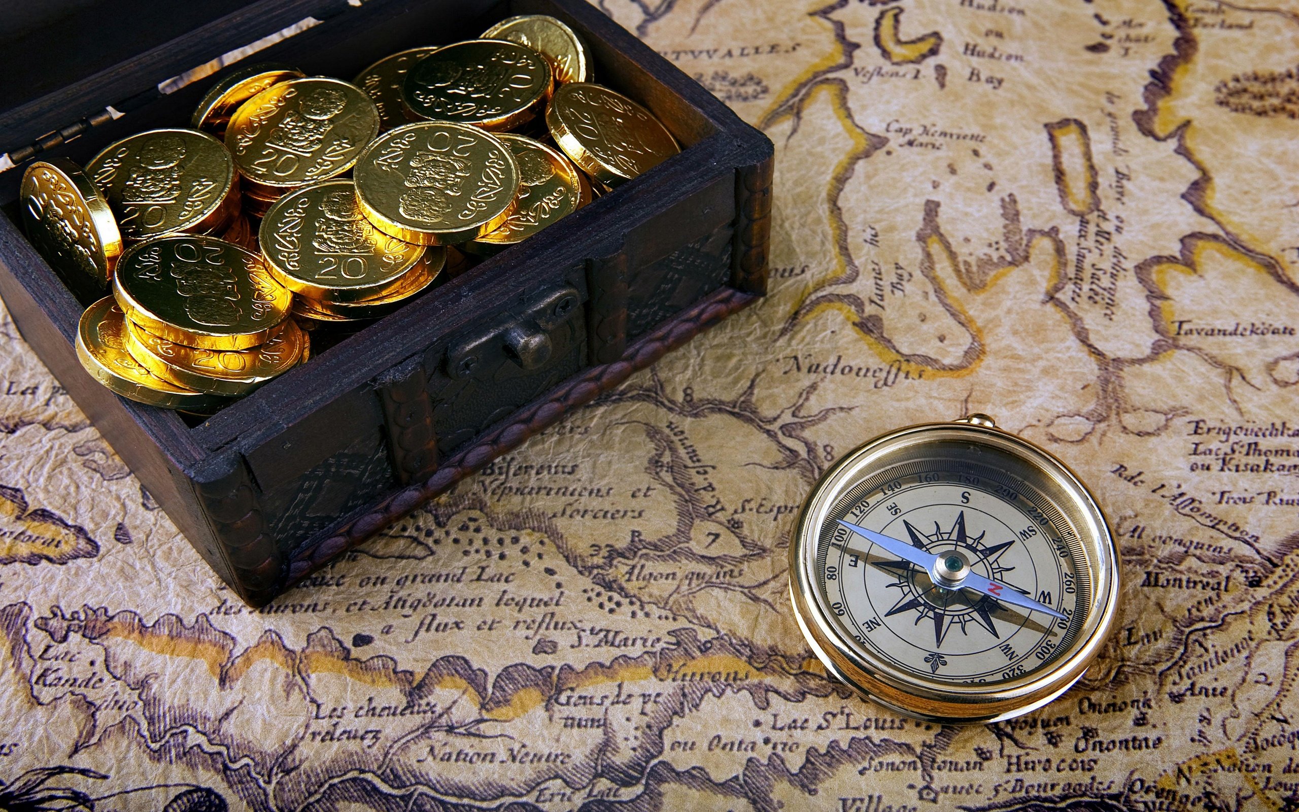 Best Coin Wallpaper Id - Treasure Chest And Map - HD Wallpaper 