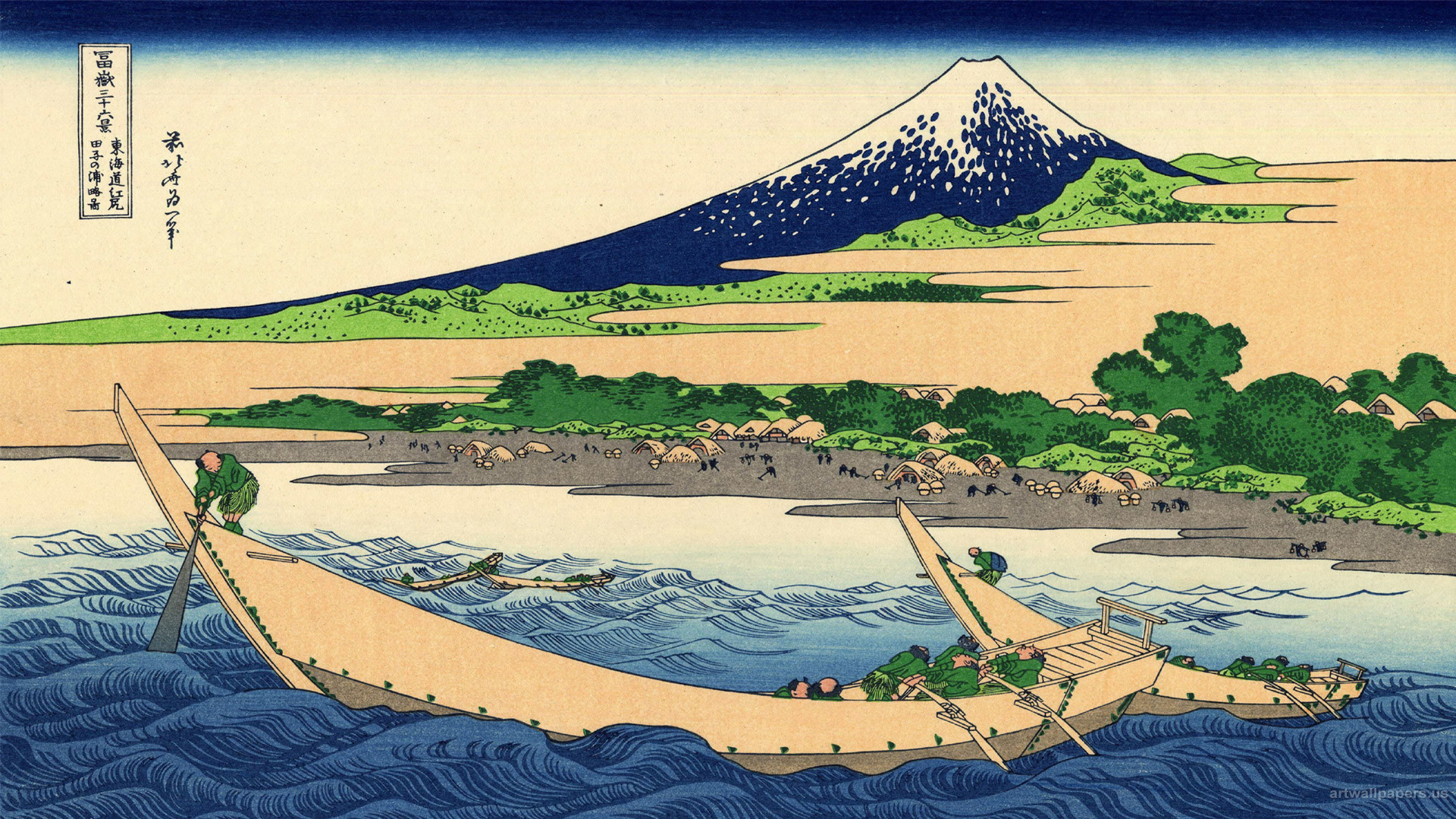 Hokusai Wallpaper, The Great Wave At Kanagawa, Art - Shore Of Tago Bay Ejiri At Tokaido - HD Wallpaper 
