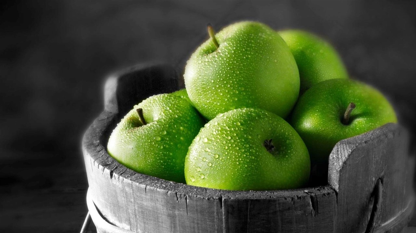 Manzanas Fruta Verde Cubo Bebidas Hd Fondo De Pantalla - Green Apples - HD Wallpaper 