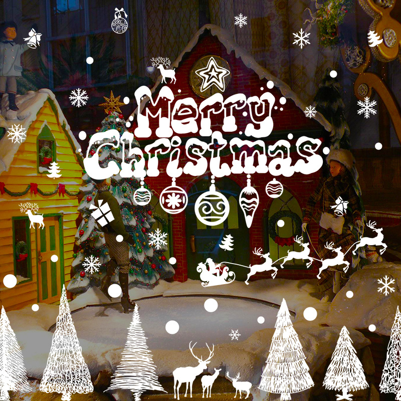 Árbol De Navidad Decoración De La Ventana 3d Pvc Papel - Merry Christmas Decorated Tree - HD Wallpaper 