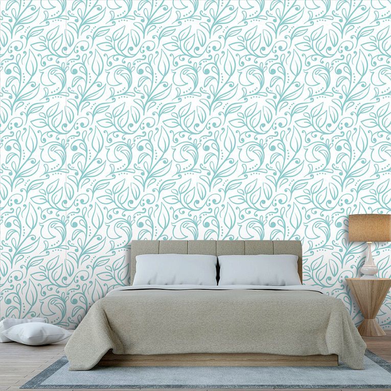 Imagem De Papel De Parede Adesivo - Arabesco Verde Quarto - HD Wallpaper 