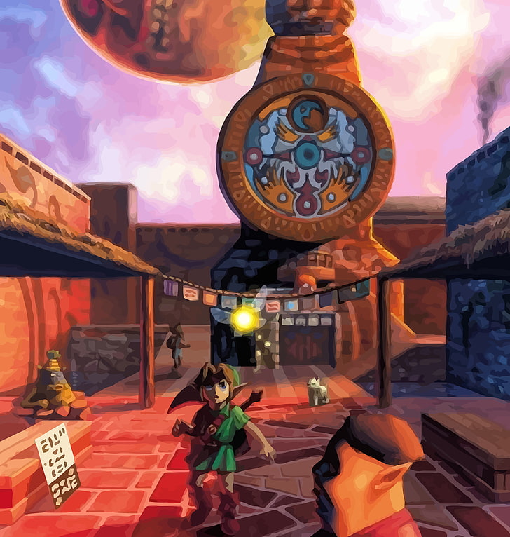 Video Games Link Dogs The Legend Of Zelda The Legend - Zelda Majora's Mask Clock Town - HD Wallpaper 